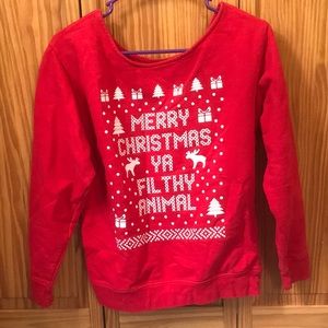 Merry Christmas ya filthy animal home alone boatneck fleece sweatshirt